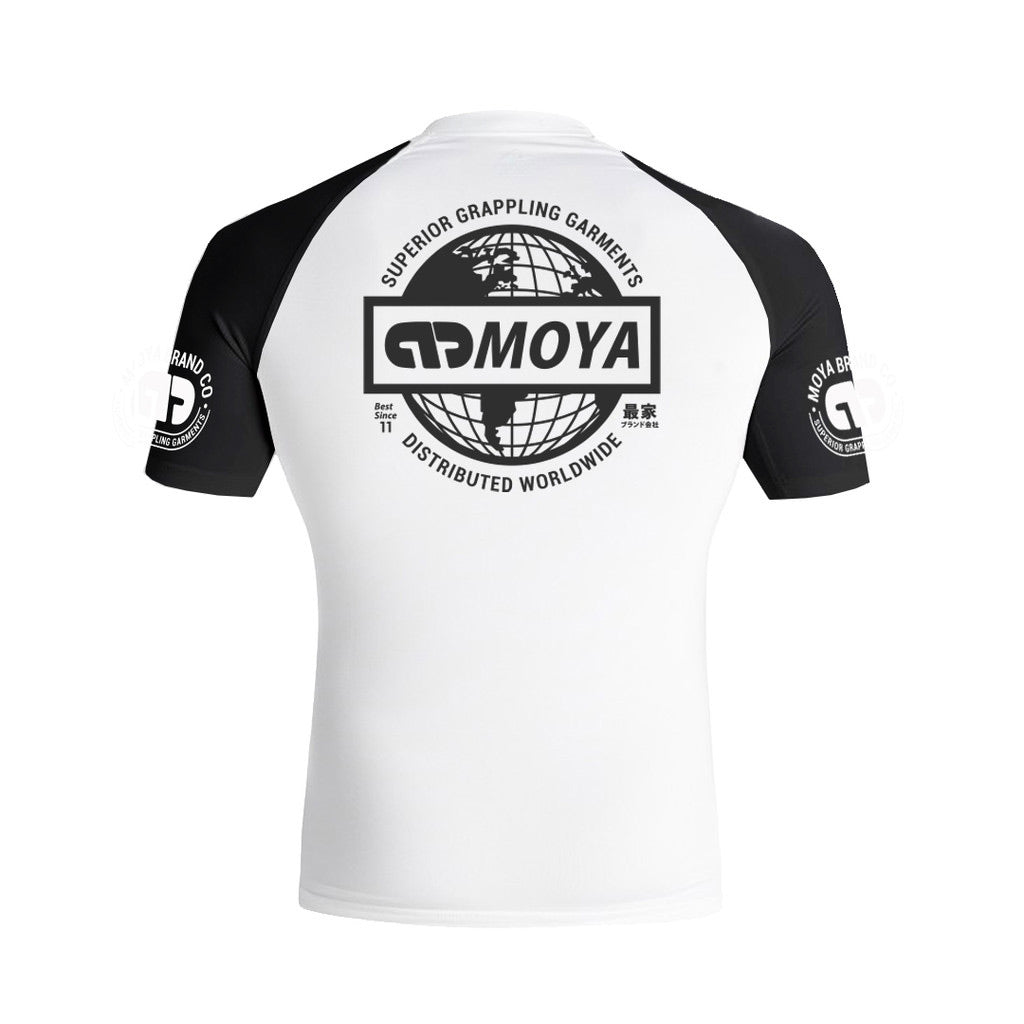 Moya Ranked Short Sleeve Rash Guard White w/Black Sleeves - The Fight Club