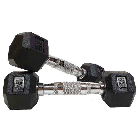 Morgan Rubber Hex Dumbbells - Pair (1k-35kg) - The Fight Club