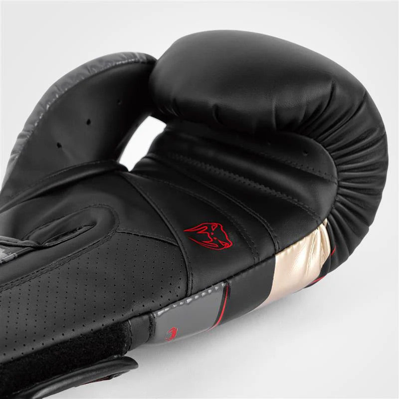 Venum Elite Evo Boxing Gloves Black/Gold/Red - The Fight Club