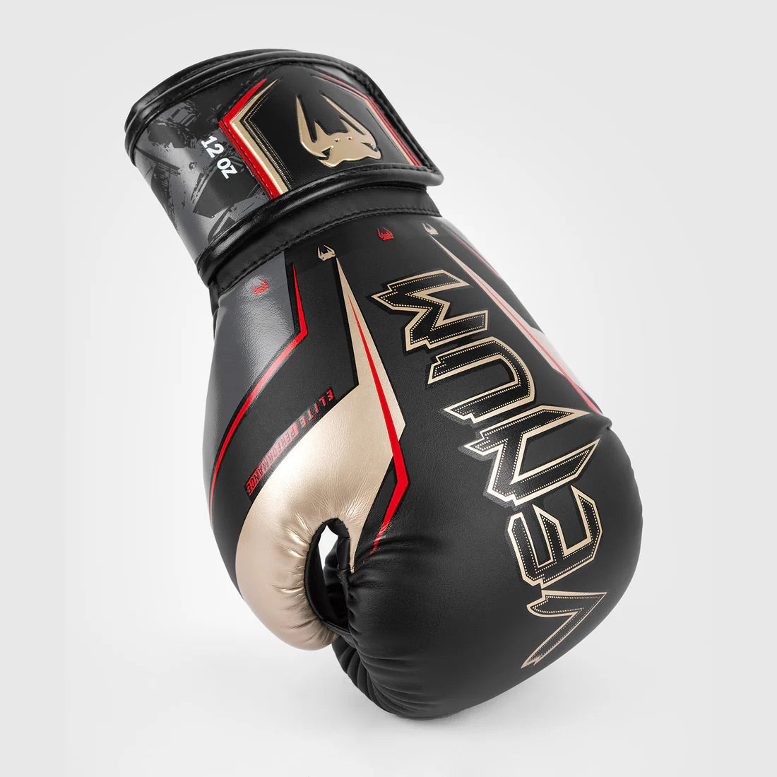 Venum Elite Evo Boxing Gloves Black/Gold/Red - The Fight Club