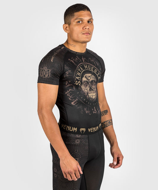 Venum Santa Muerte Dark Side Rash Guard - Black/Brown - The Fight Club