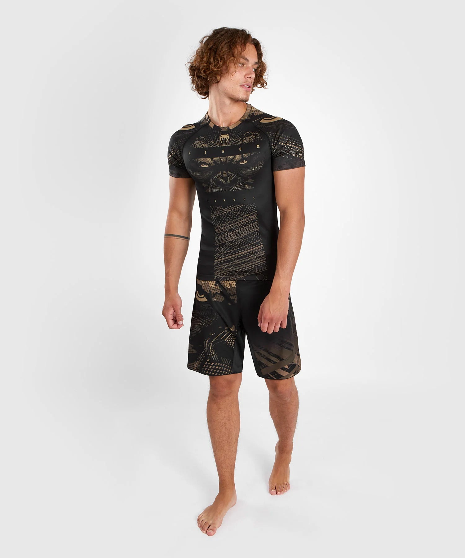 Venum Gorilla Jungle Rash Guard - Black/Sand - The Fight Club