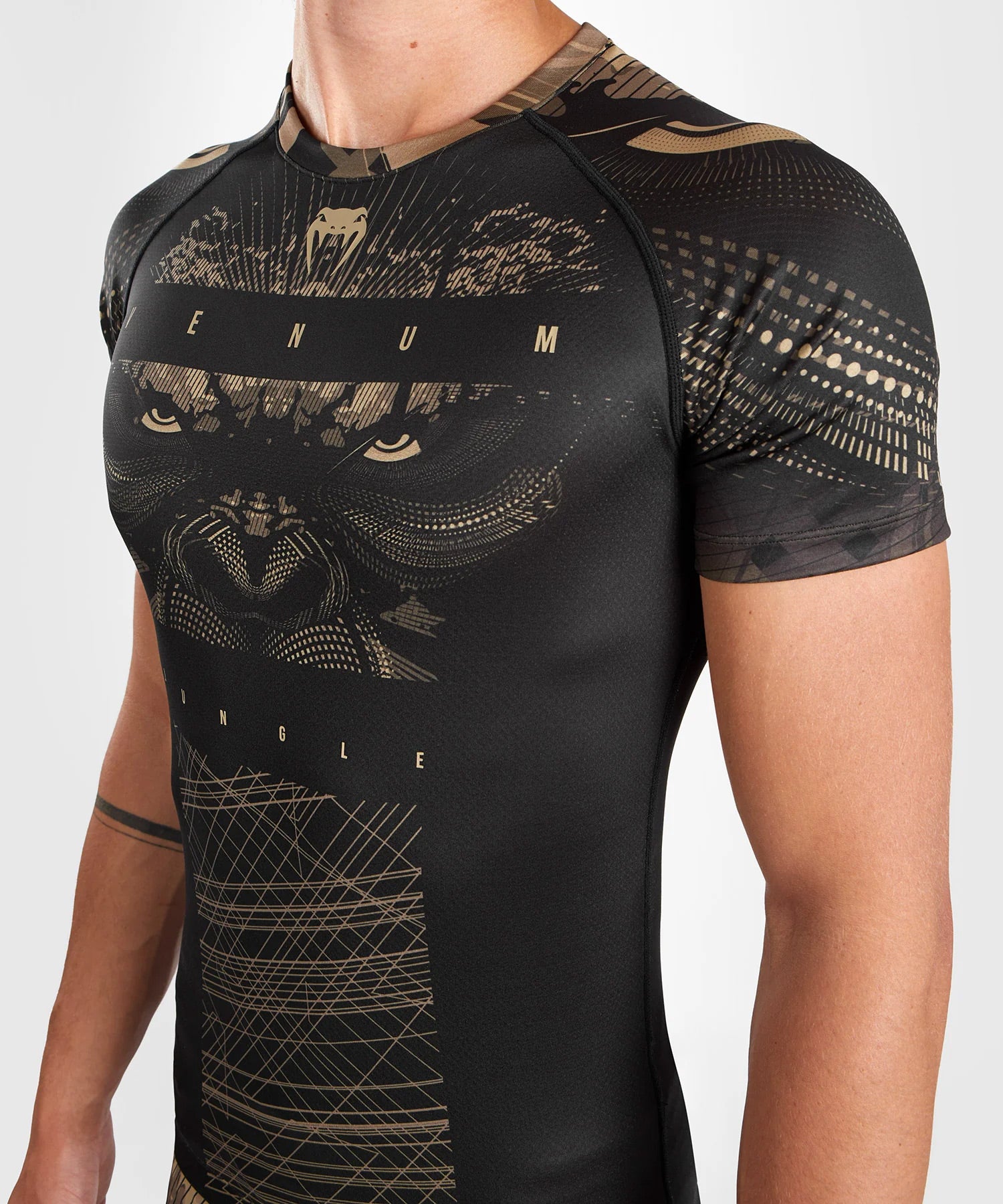 Venum Gorilla Jungle Rash Guard - Black/Sand - The Fight Club