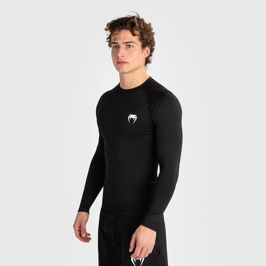 Venum Contender Men's Long Sleeve Rash Guard Black/White - The Fight Club