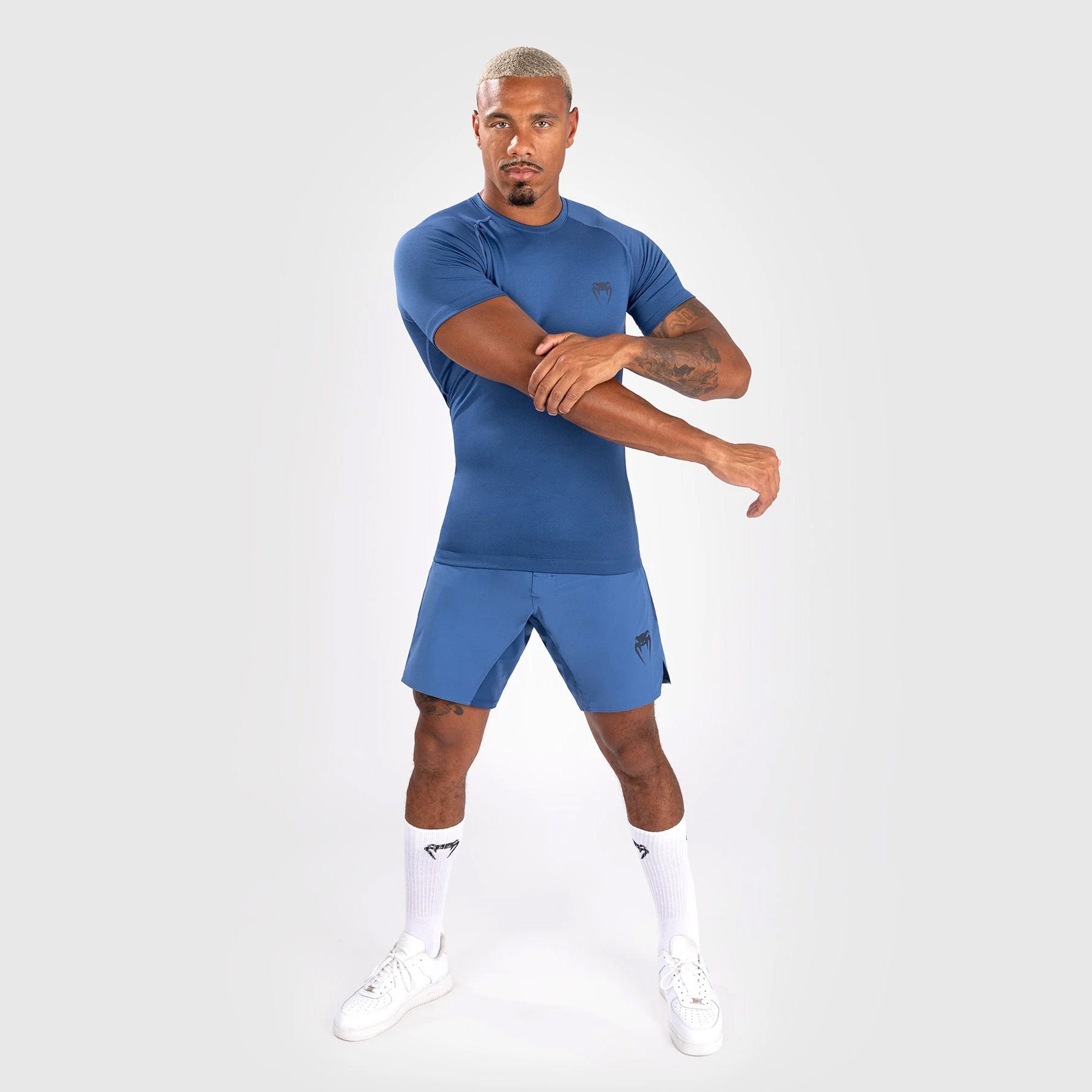 Venum Contender Men's Short Sleeve Rash Guard Blue - The Fight Club