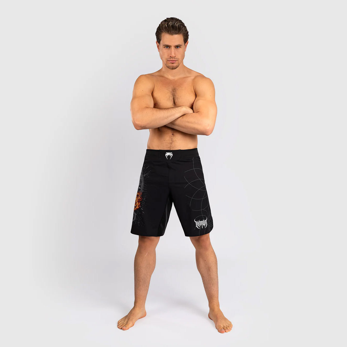 Venum Gladiator 5.0 Men's Fight Shorts - Black/Silver