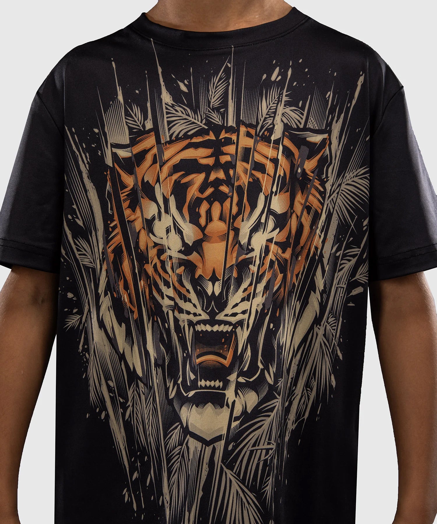 Venum Tiger Kids Dry Tech T-Shirt Black/Neon Orange - The Fight Club