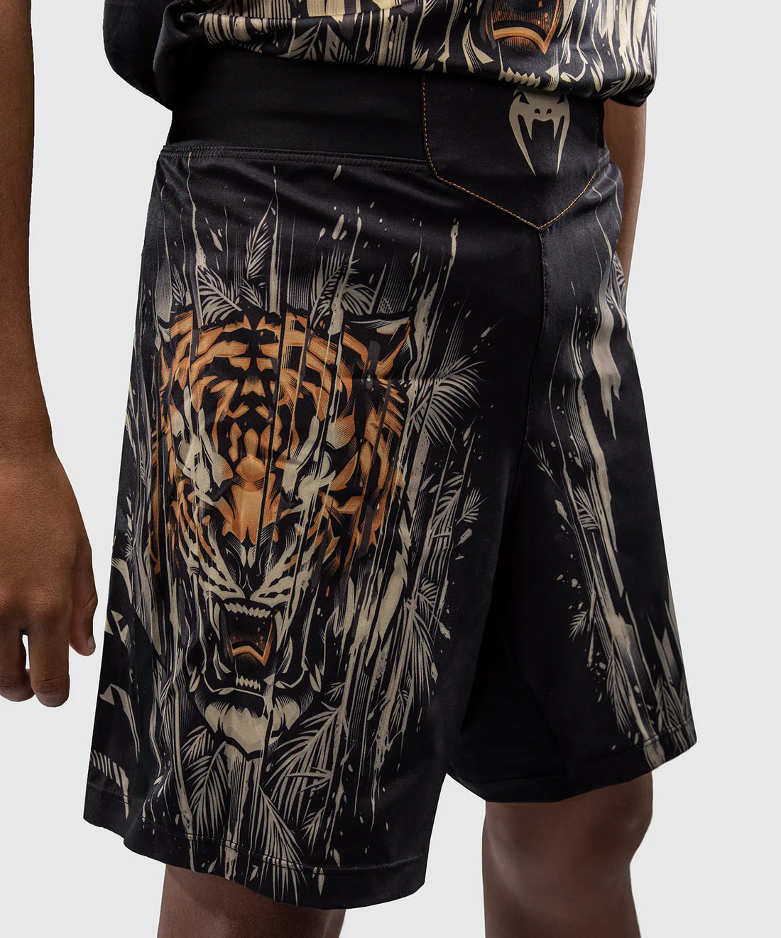 Venum Tiger Kids Fight Shorts Black/Neon Orange - The Fight Club