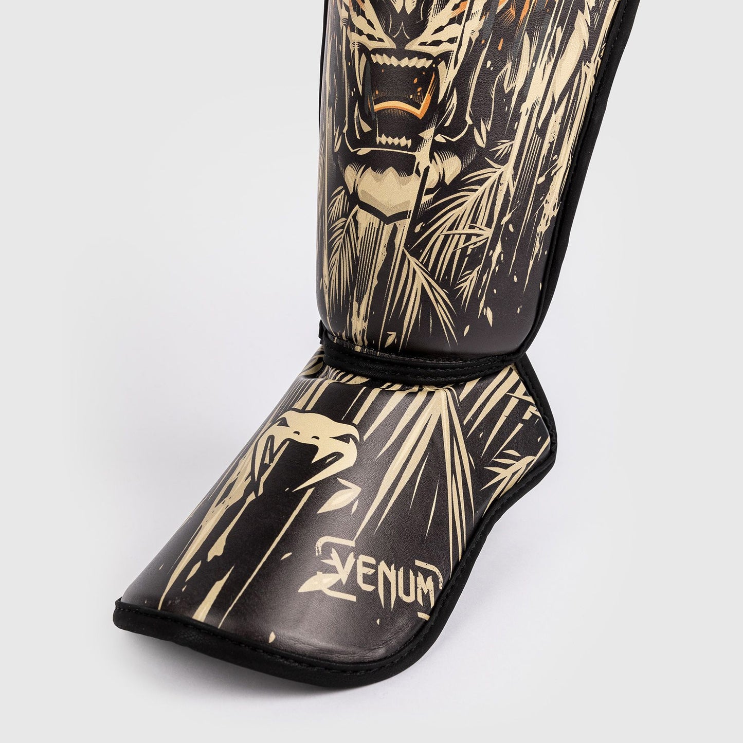 Venum Tiger Kids Shin Guards Black/Neon Orange - The Fight Club