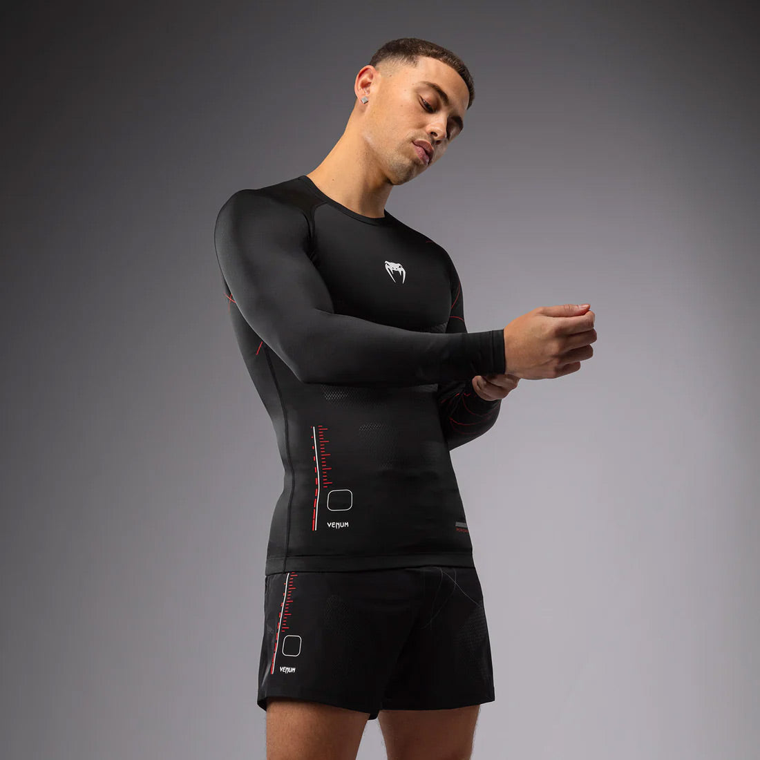 Venum Tactical XT Men's Long Sleeve Rash Guard Black/Fire Red - The Fight Club