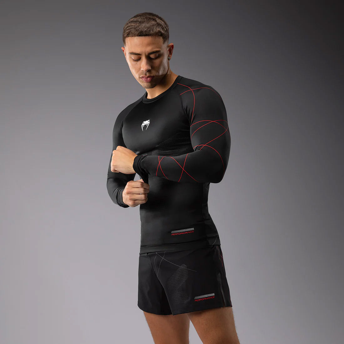 Venum Tactical XT Men's Long Sleeve Rash Guard Black/Fire Red - The Fight Club