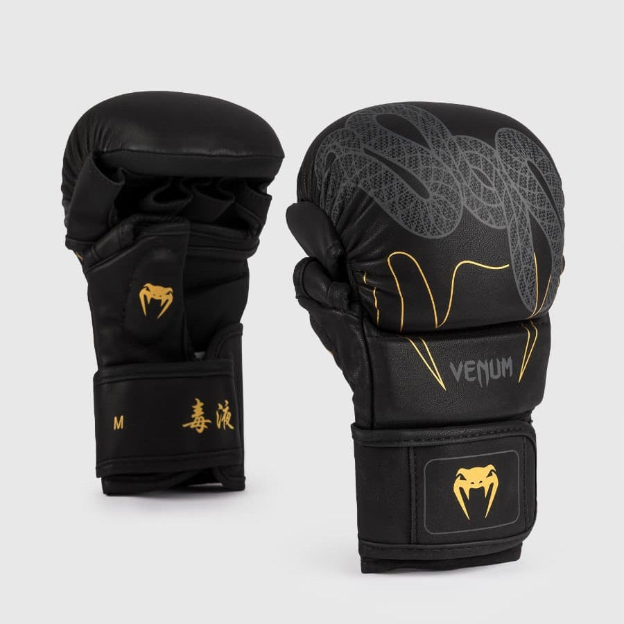 Venum Serpenti Sparring Gloves Black/Silver/Gold - The Fight Club
