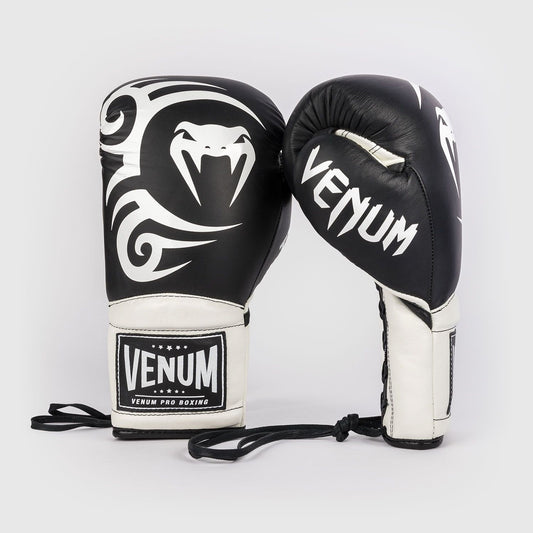 Venum Giant 2.0 Mike Tyson Pro Boxing Gloves with Laces Deep Black/Optical White - The Fight Club