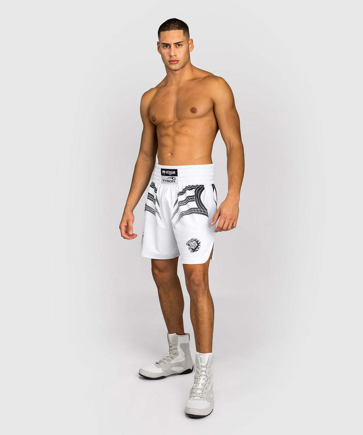 Venum x Mike Tyson Tiger Boxing Shorts Optical White/Deep Black - The Fight Club