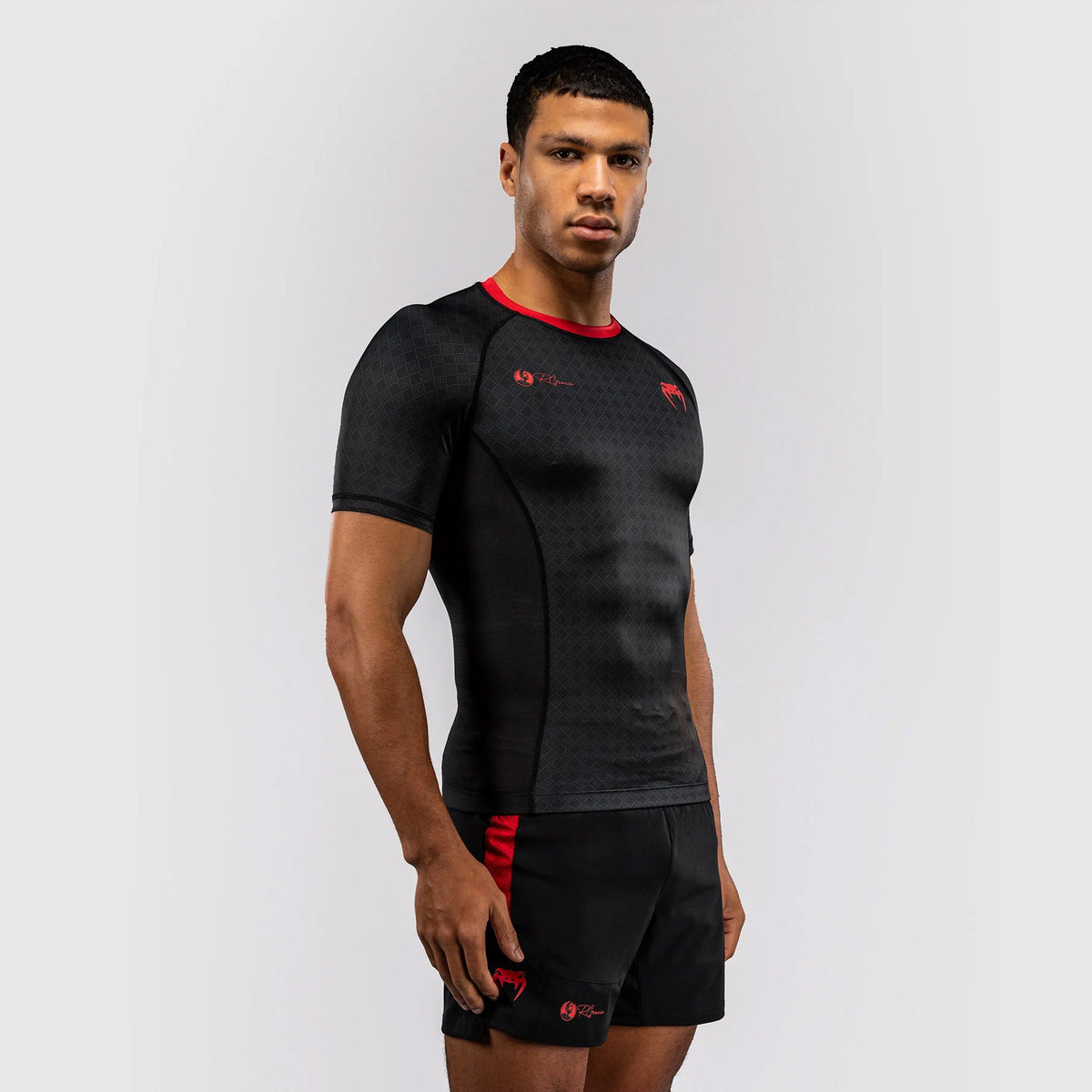Venum x Roger Gracie Signature Short Sleeve Rash Guard Black/Red - The Fight Club