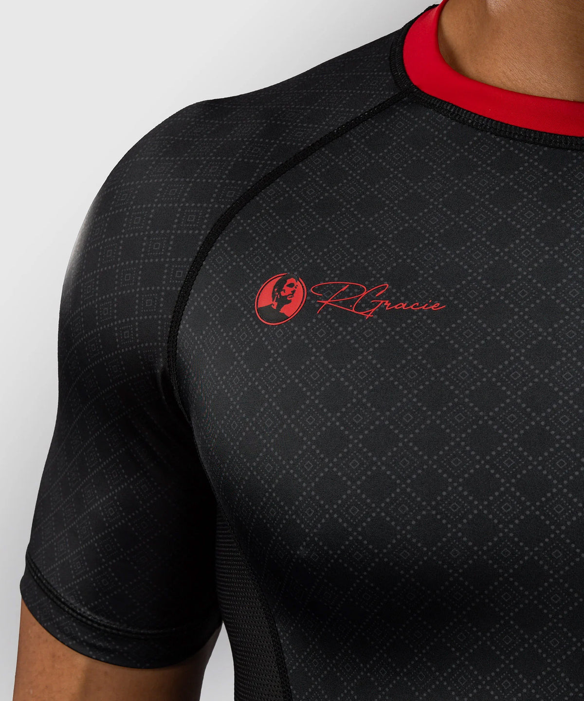 Venum x Roger Gracie Signature Short Sleeve Rash Guard Black/Red - The Fight Club