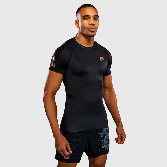 Venum Thunder Dragon Short Sleeves Rash Guard Black/Grey/Copper - The Fight Club