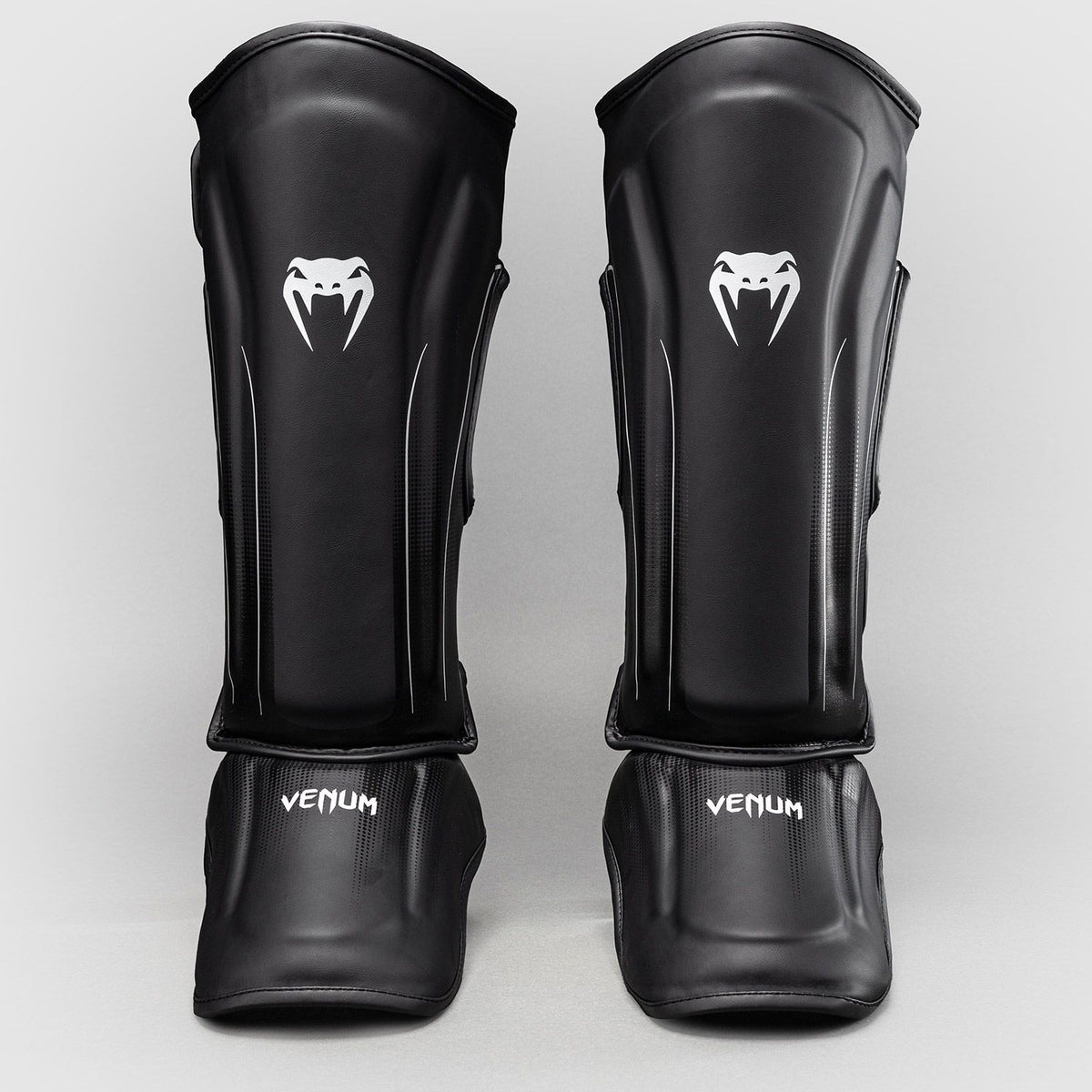 Venum Stealth Shin Guards Black/White - The Fight Club