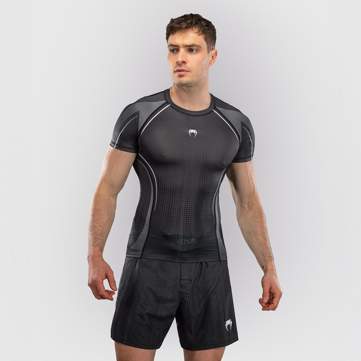 Venum Stealth Short Sleeve Rash Guard Black/White - The Fight Club