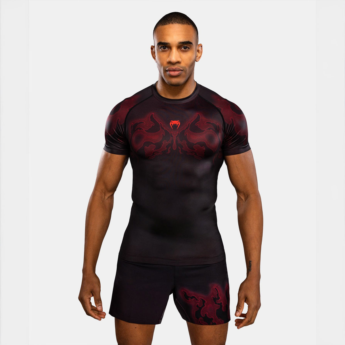 Venum Spectre Short Sleeve Rash Guard Black/Red - The Fight Club