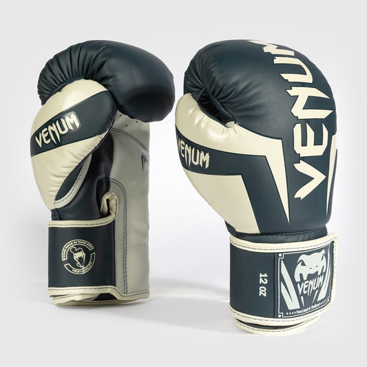 Venum Elite Boxing Gloves White/Navy Blue - The Fight Club