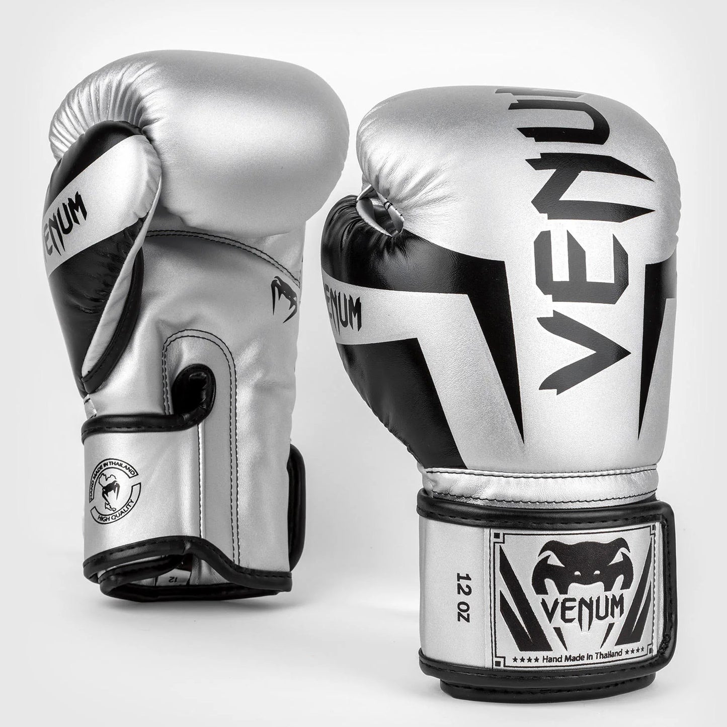 Venum Elite Boxing Gloves - Silver/Black - The Fight Club