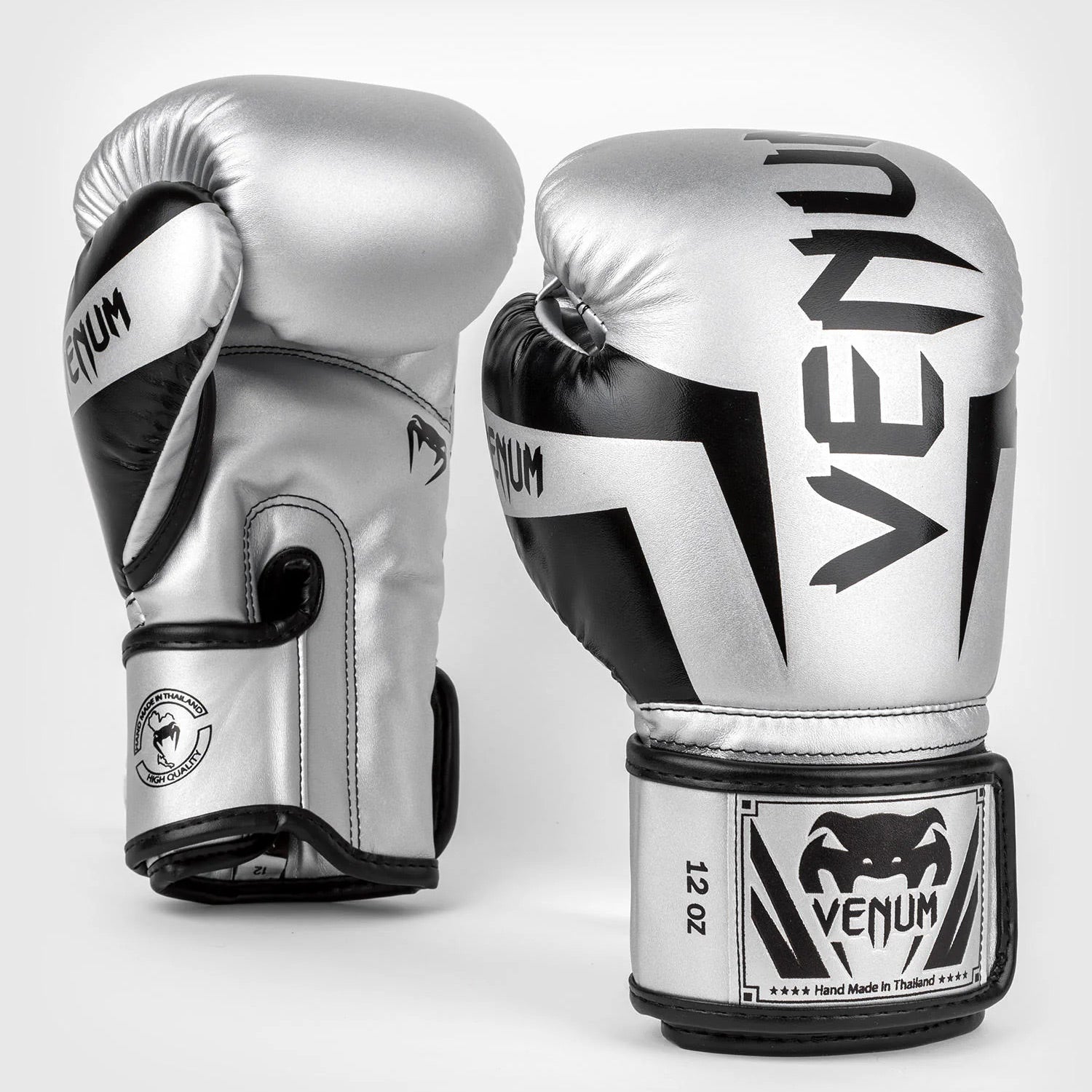 Venum Elite Boxing Gloves - Silver/Black - The Fight Club