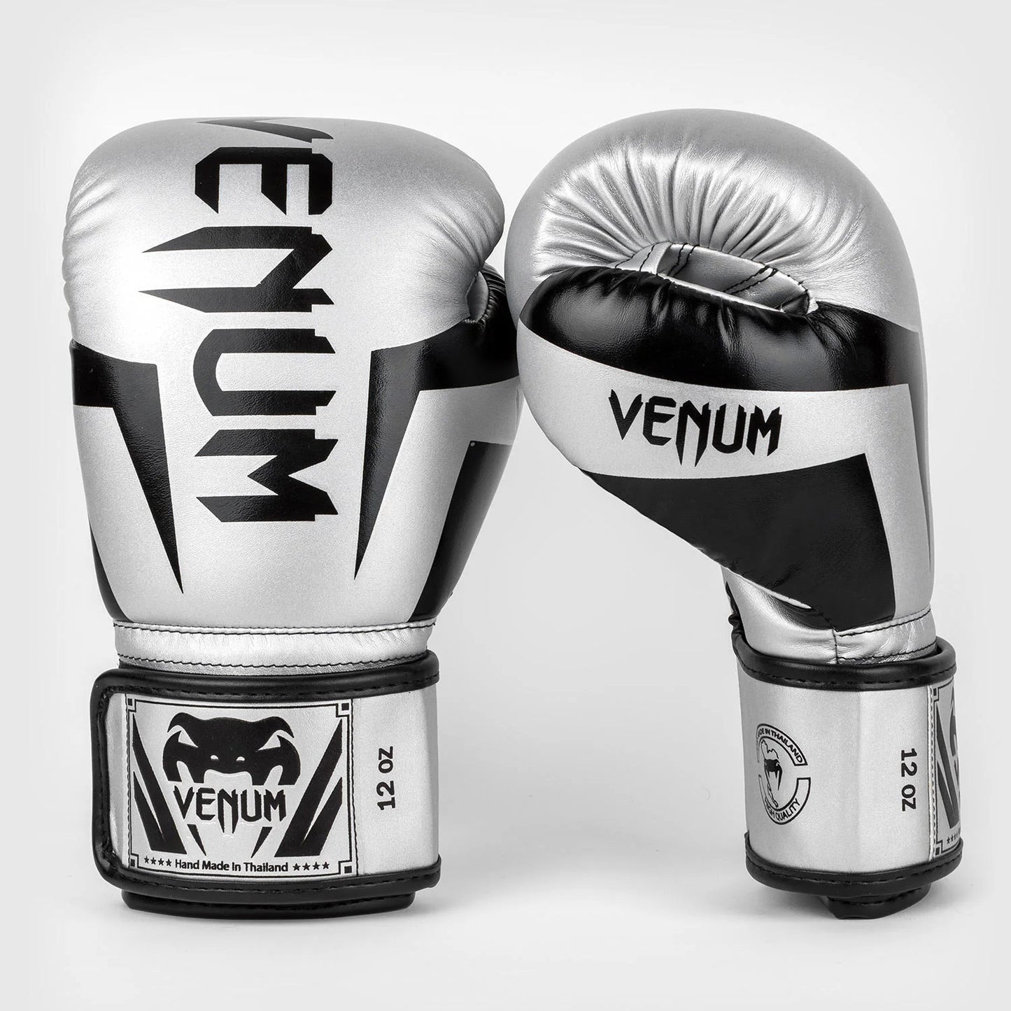 Venum Elite Boxing Gloves - Silver/Black - The Fight Club