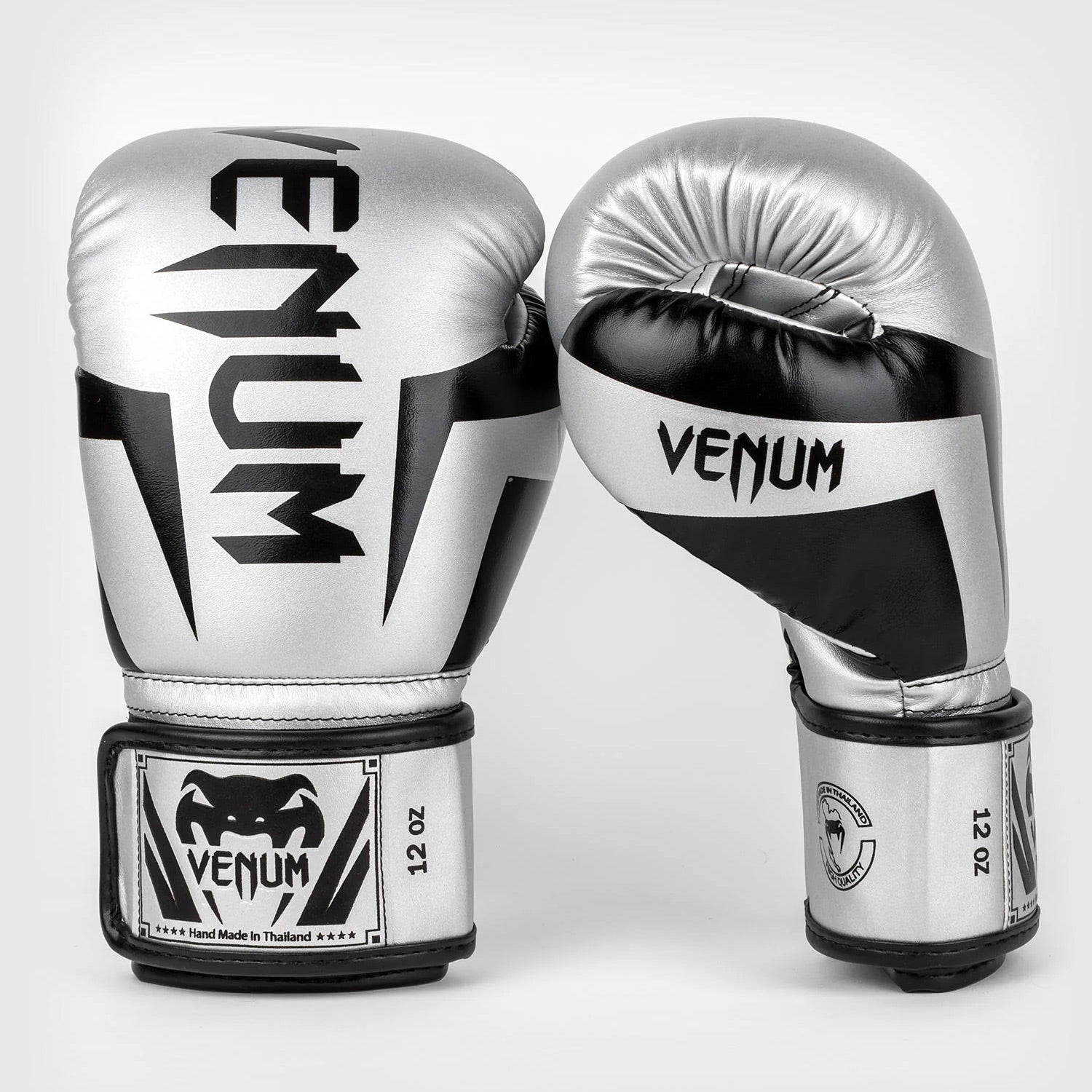 Venum Elite Boxing Gloves - Silver/Black - The Fight Club