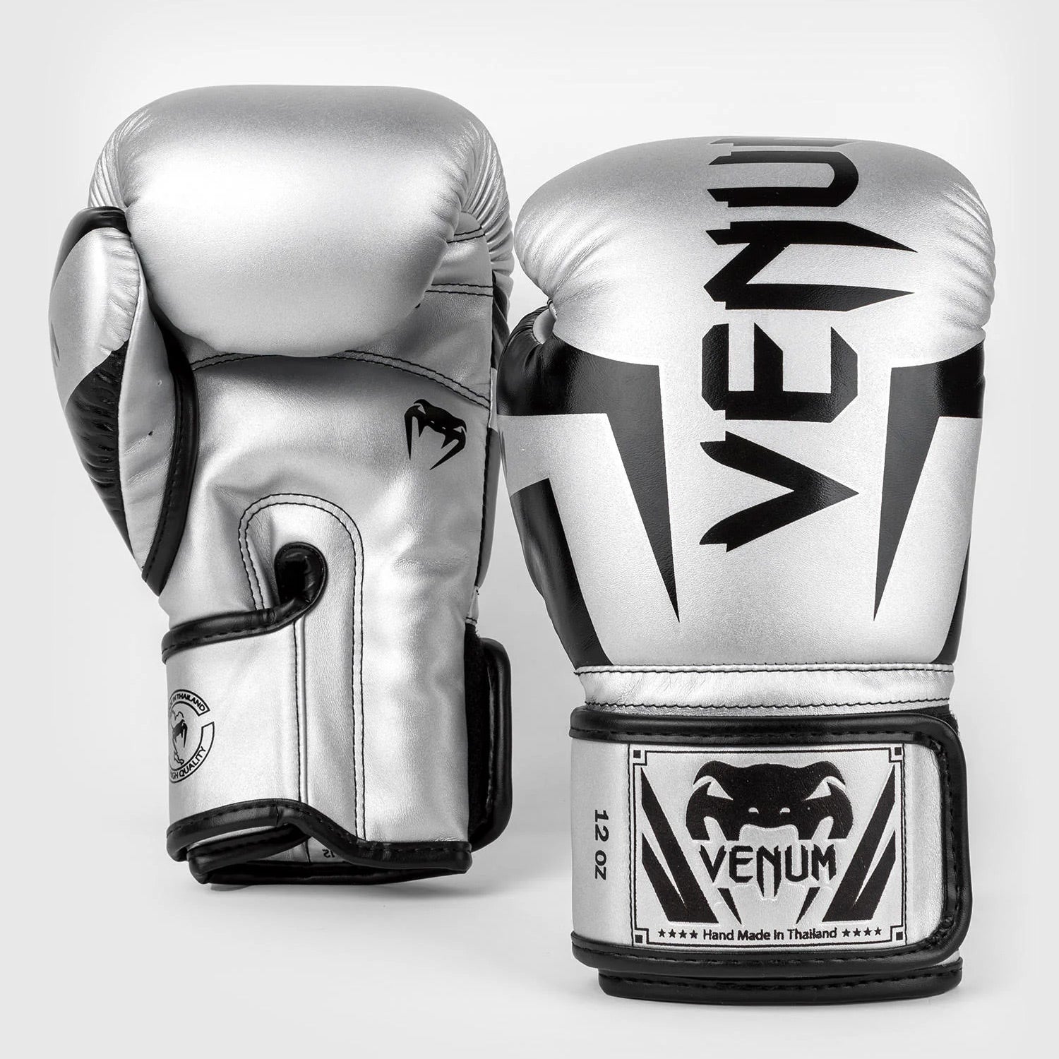 Venum Elite Boxing Gloves - Silver/Black - The Fight Club
