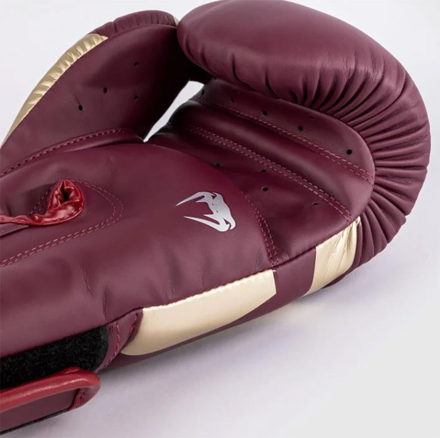 Venum Elite Boxing Gloves Burgundy/Gold - The Fight Club