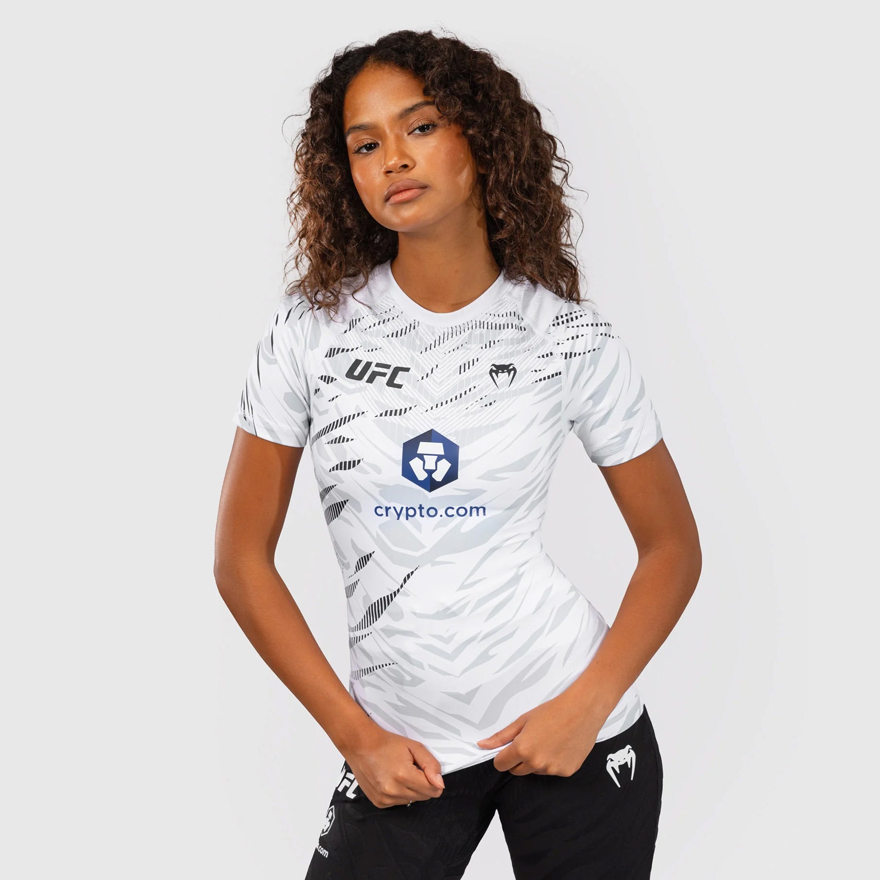 Venum UFC Fusion Authentic Fight Night Women's Performance Short Sleeve Rash Guard - White - The Fight Club