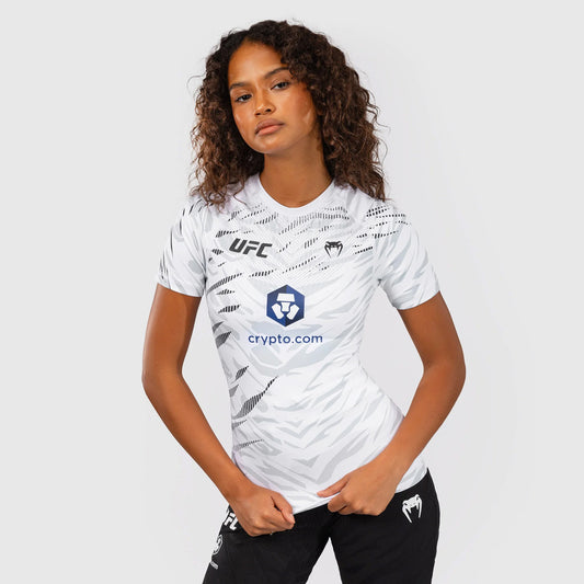 Venum UFC Fusion Authentic Fight Night Women's Performance Short Sleeve Rash Guard - White - The Fight Club