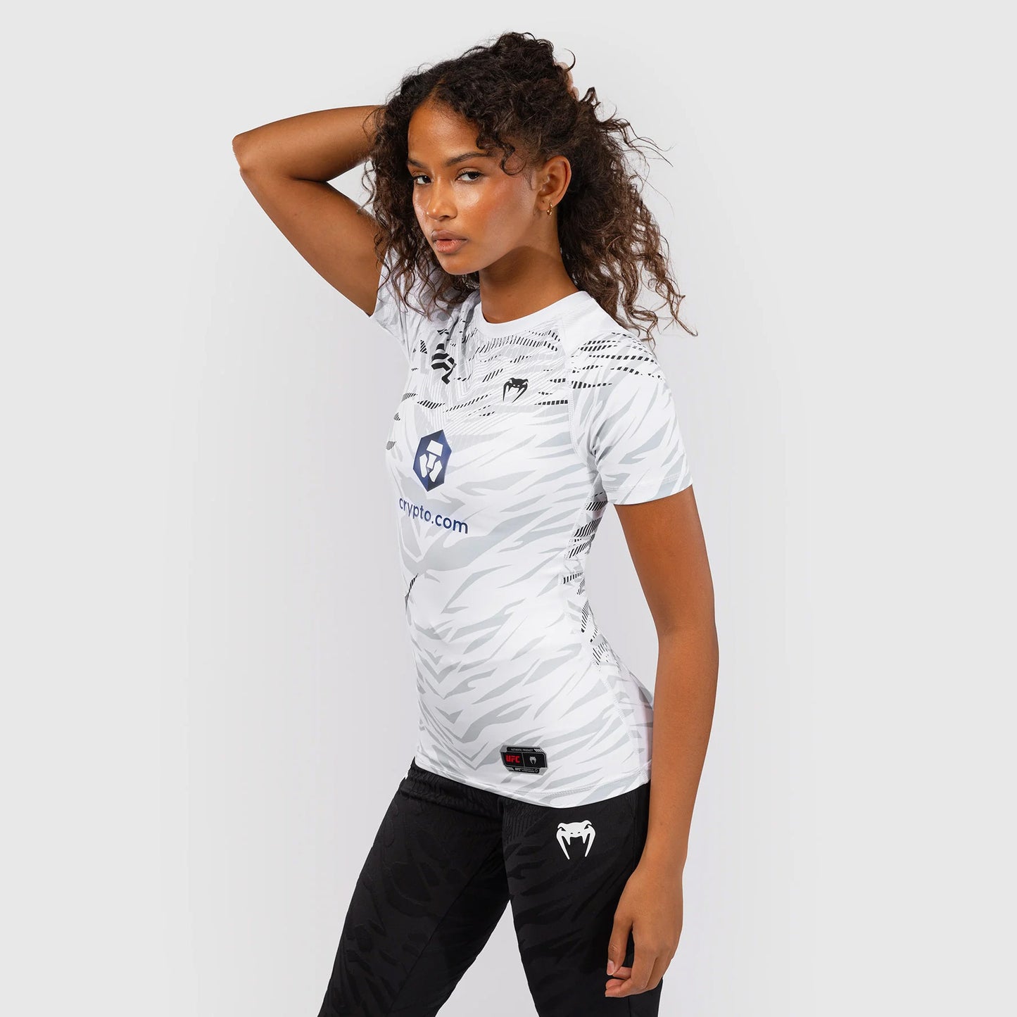 Venum UFC Fusion Authentic Fight Night Women's Performance Short Sleeve Rash Guard - White - The Fight Club