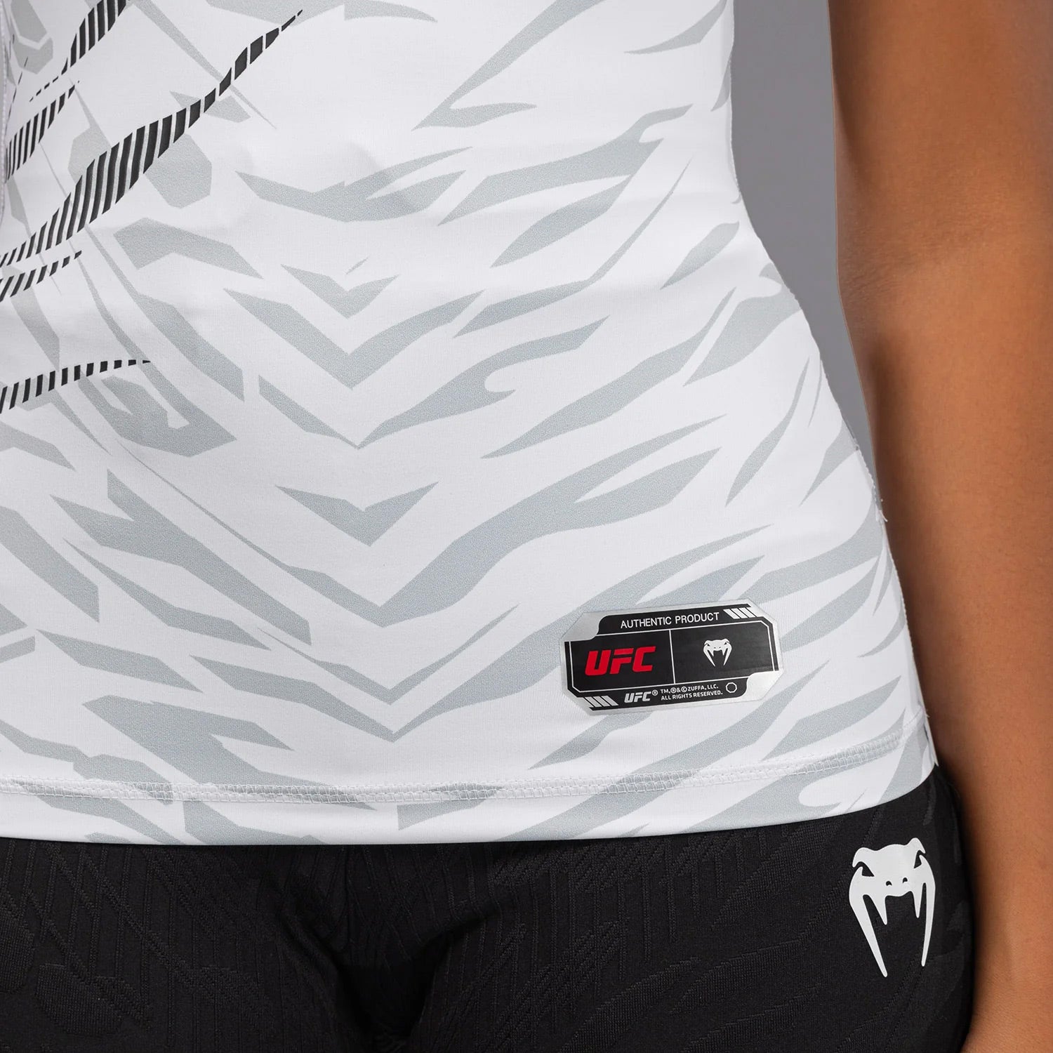 Venum UFC Fusion Authentic Fight Night Women's Performance Short Sleeve Rash Guard - White - The Fight Club