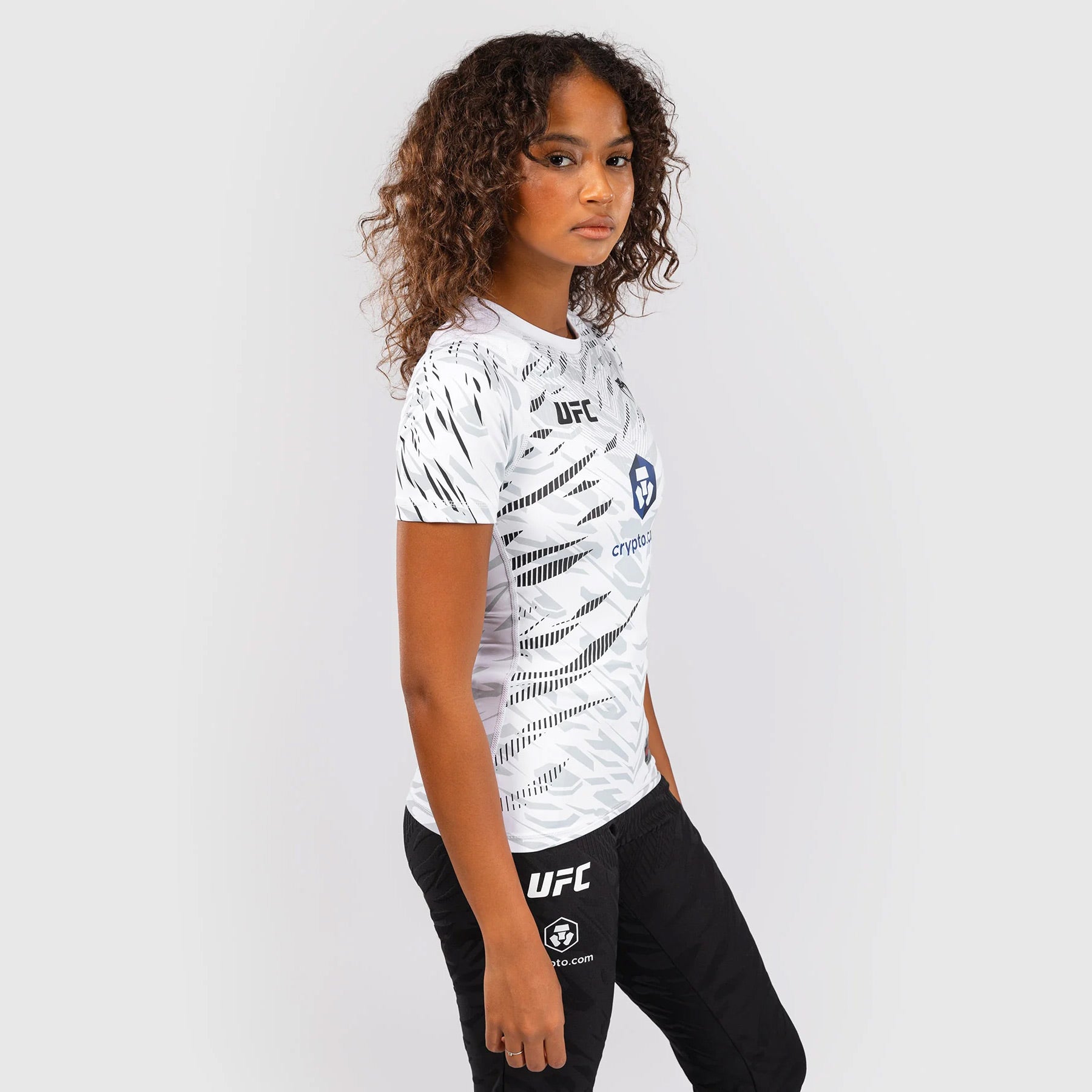 Venum UFC Fusion Authentic Fight Night Women's Performance Short Sleeve Rash Guard - White - The Fight Club