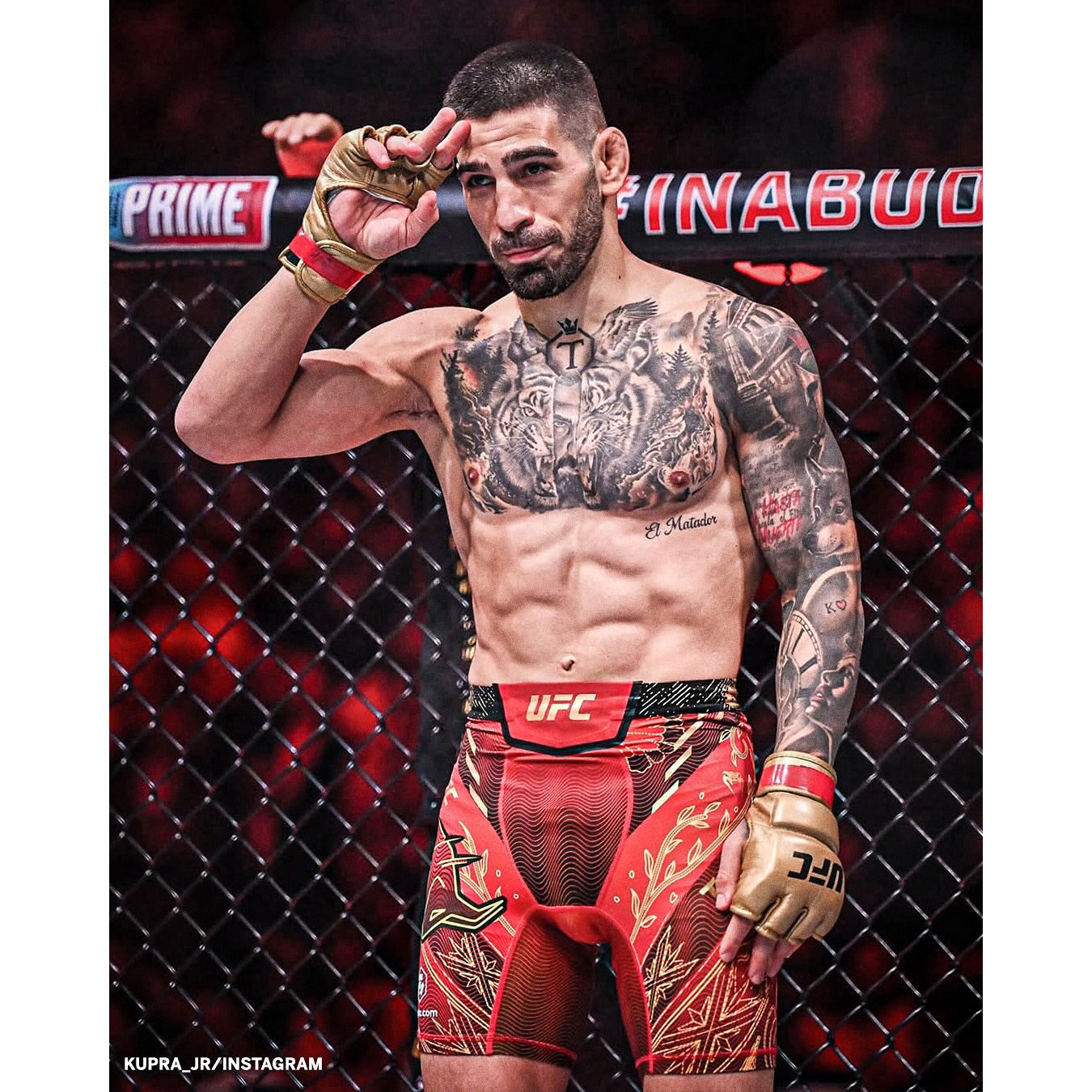 Venum UFC Unrivaled Ilia Topuria Men's Vale Tudo Shorts Red - The Fight Club