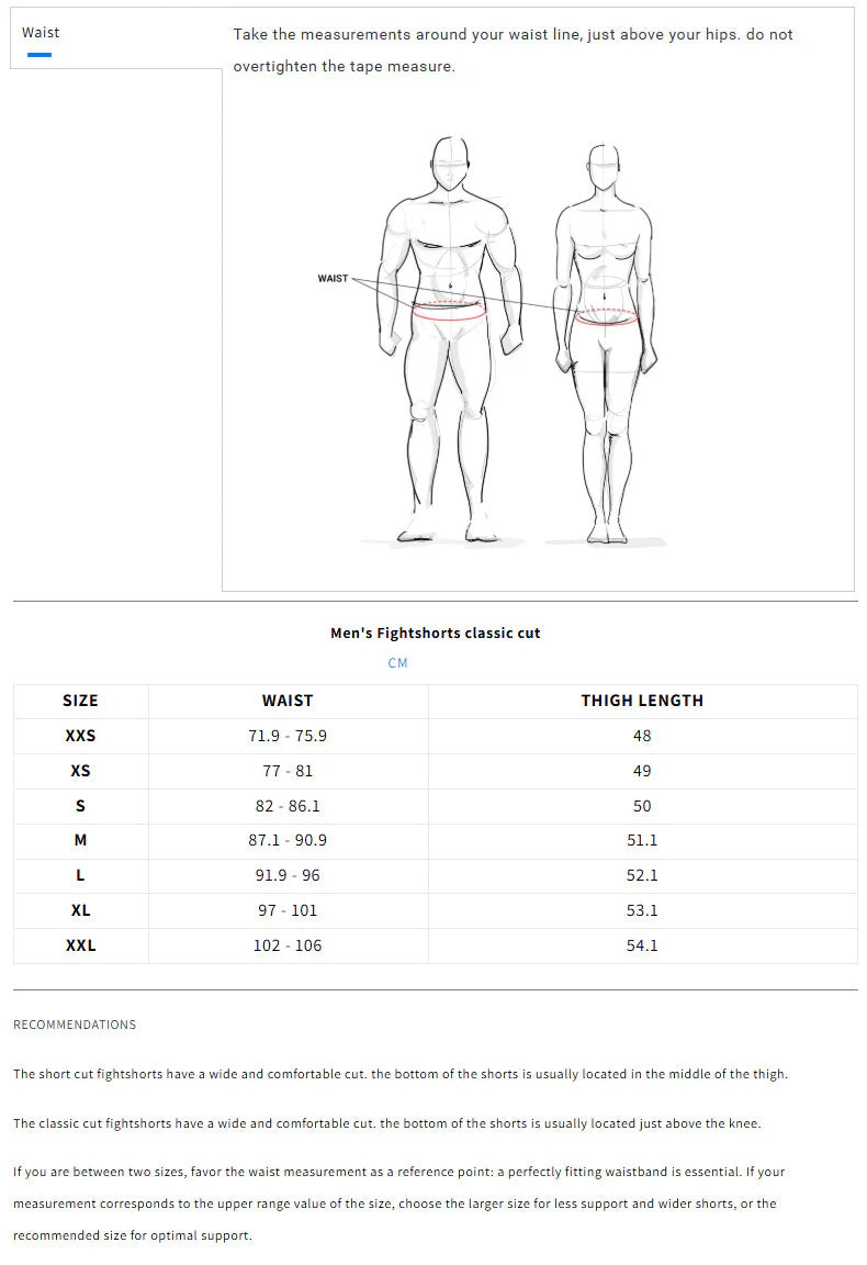 Venum UFC Unrivaled Khamzat Chimaev Men's Fight Shorts Blue Size Guide - The Fight Club