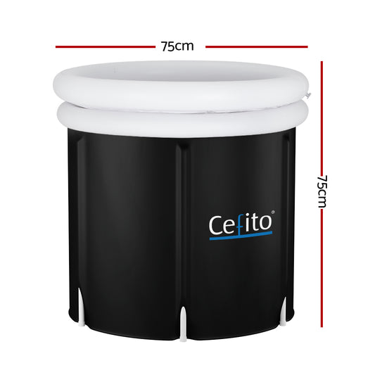 Portable Ice Bath Tub 75x75cm Inflatable Cold Water Folding Bathtub Spa Massage - The Fight Club