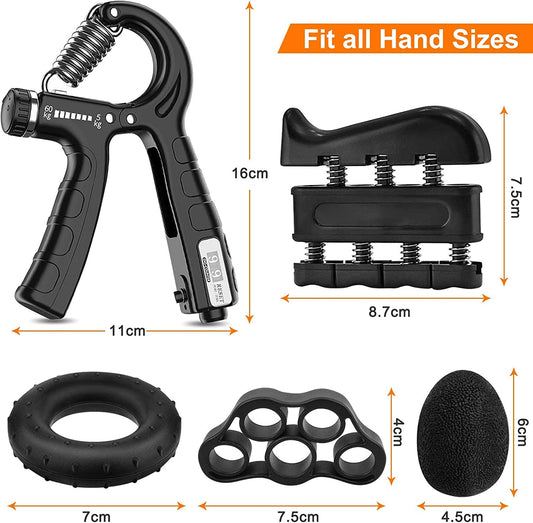 5 Pack Adjustable Resistance Hand Gripper Exerciser Workout Kit - The Fight Club