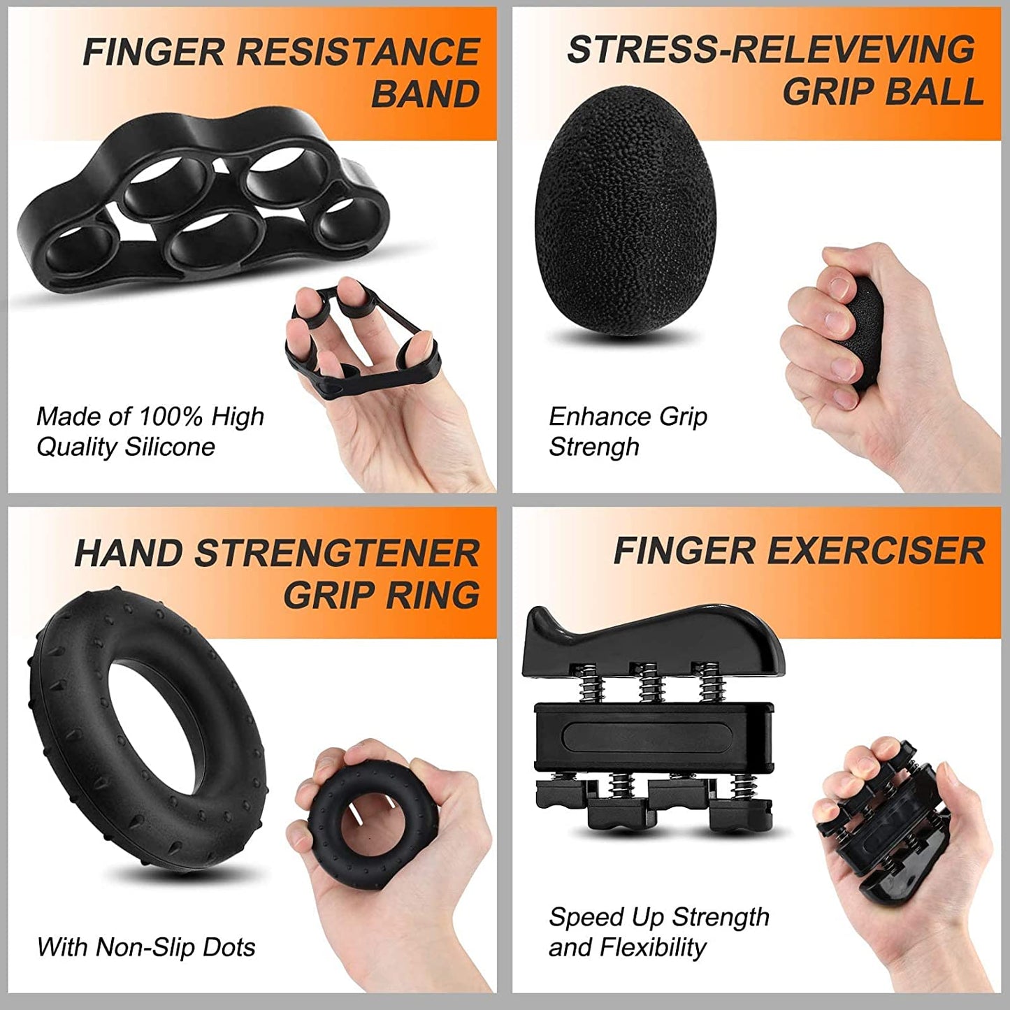 5 Pack Adjustable Resistance Hand Gripper Exerciser Workout Kit - The Fight Club
