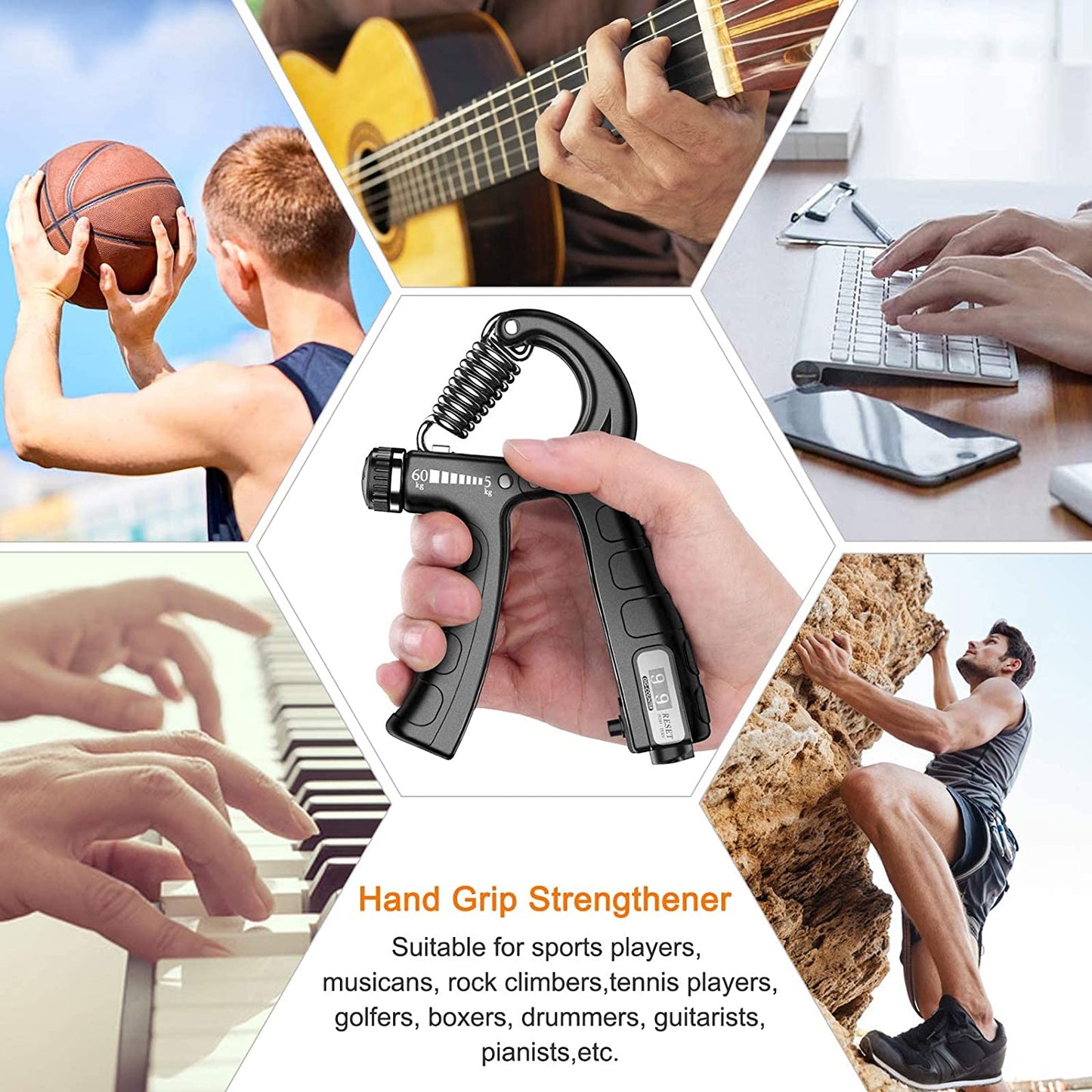 5 Pack Adjustable Resistance Hand Gripper Exerciser Workout Kit - The Fight Club