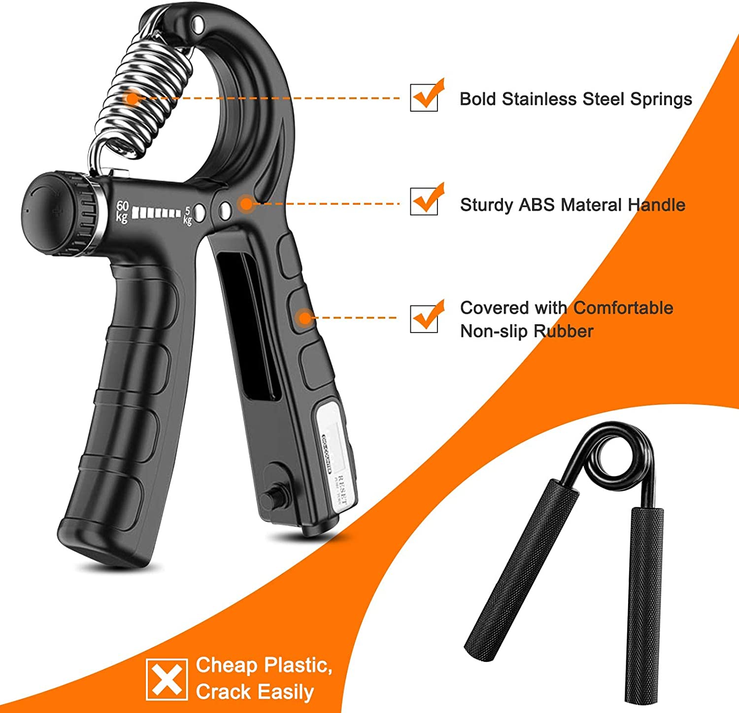 5 Pack Adjustable Resistance Hand Gripper Exerciser Workout Kit - The Fight Club