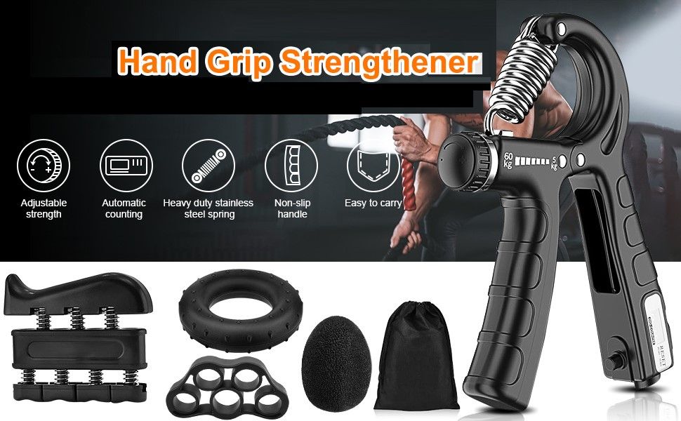 5 Pack Adjustable Resistance Hand Gripper Exerciser Workout Kit - The Fight Club
