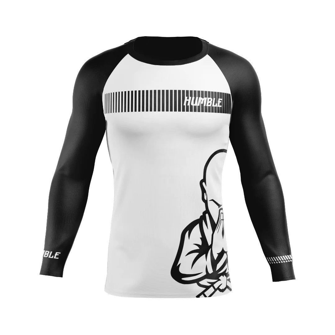 Humble Ranked Rash Guard Long Sleeve White/Black - The Fight Club