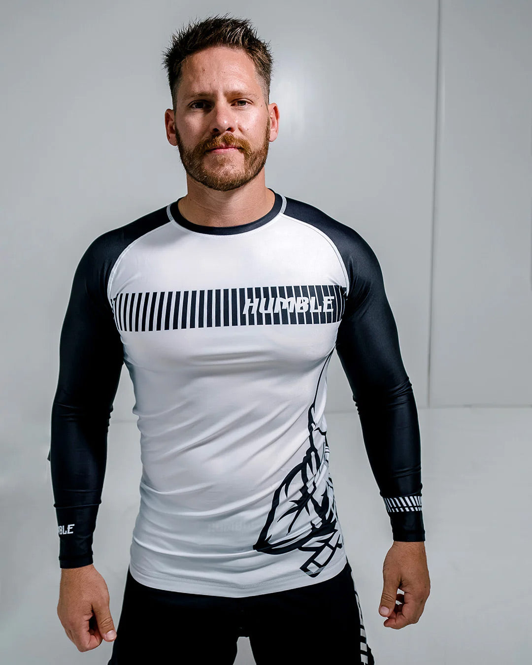 Humble Ranked Rash Guard Long Sleeve White/Black - The Fight Club