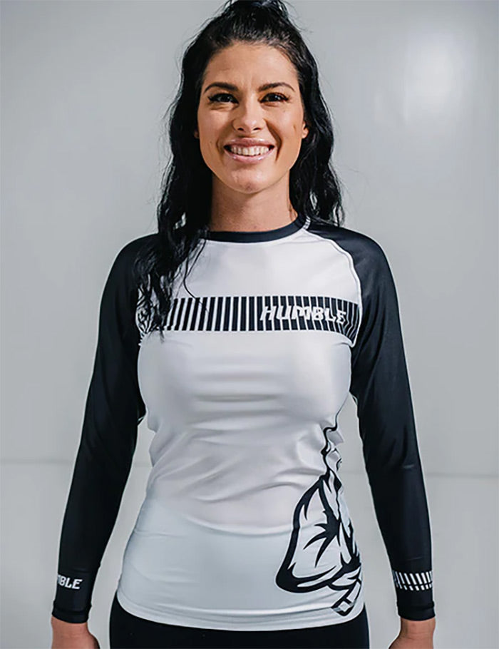 Humble Ranked Rash Guard Long Sleeve White/Black - The Fight Club