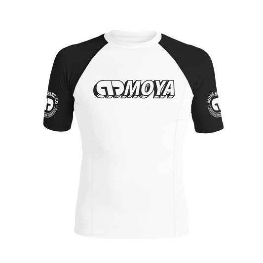 Moya Ranked Short Sleeve Rash Guard White w/Black Sleeves - The Fight Club