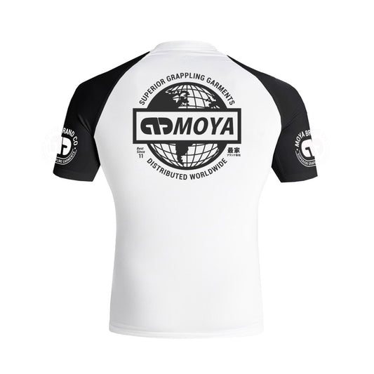 Moya Ranked Short Sleeve Rash Guard White w/Black Sleeves - The Fight Club