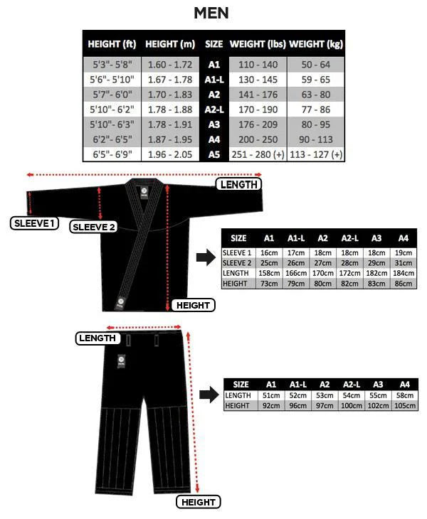 Atama Collab 2.0 Gi Black Size Guide - The Fight Club